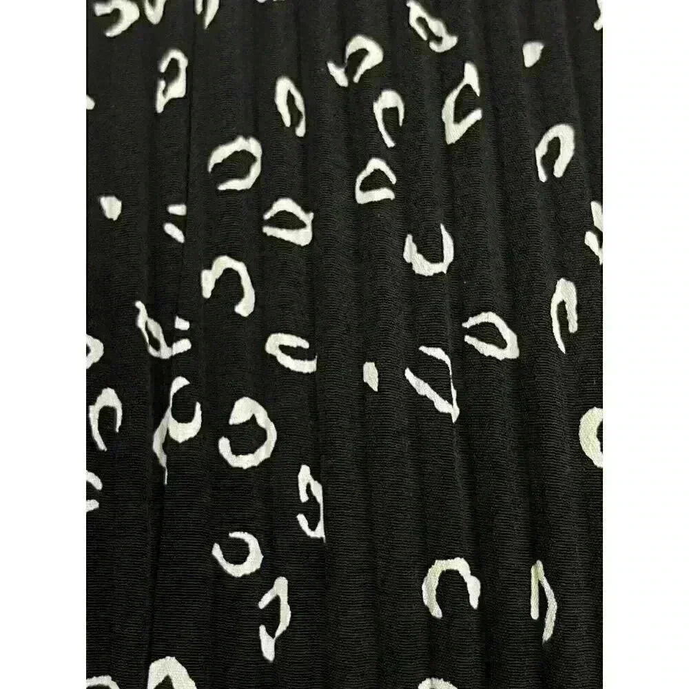 Ces Femme Black Ditsy Pleated Midi Skirt Large - Picture 3 of 5